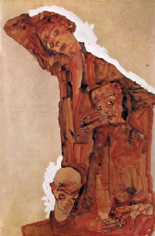 Egon Schiele Composition with Three Male Figures oil painting image